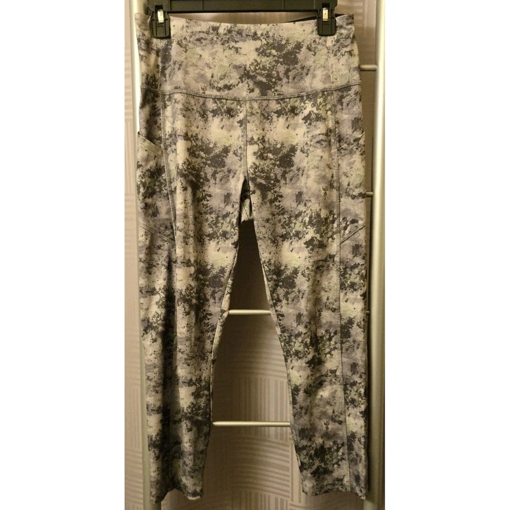 Vogo Athletica Leggings Womens Medium Capri Pants‎ Green Gray Media Pocket M